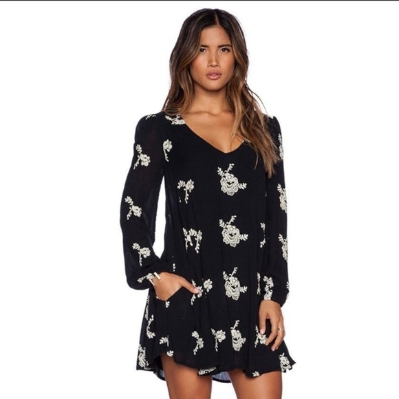 Free People Emma Dress In Black Cambo - Picture 1 of 9